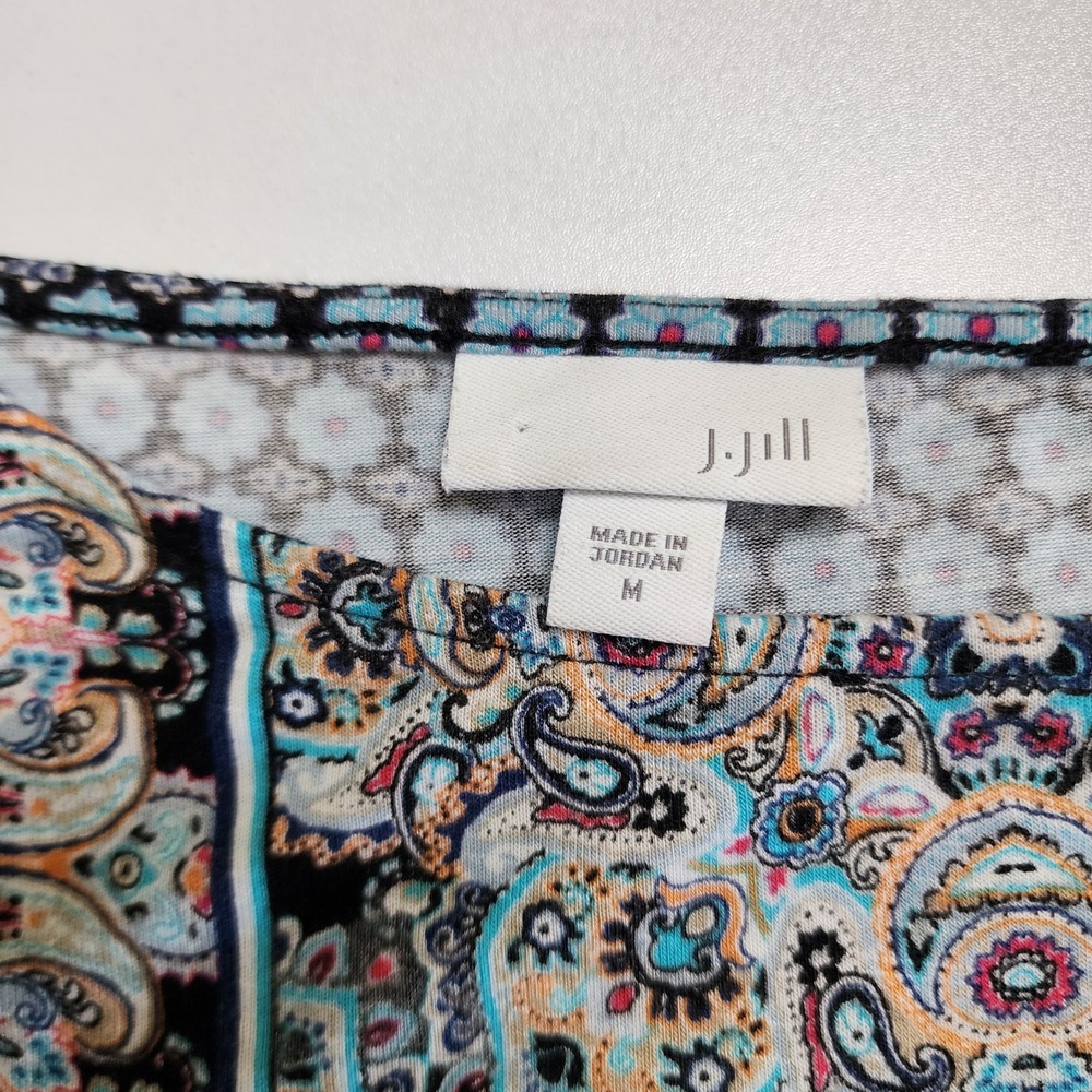 J Jill Womens Long Sleeve Jersey Knit Tunic‎ Size Medium Blue Paisley Medallion - Picture 6 of 11